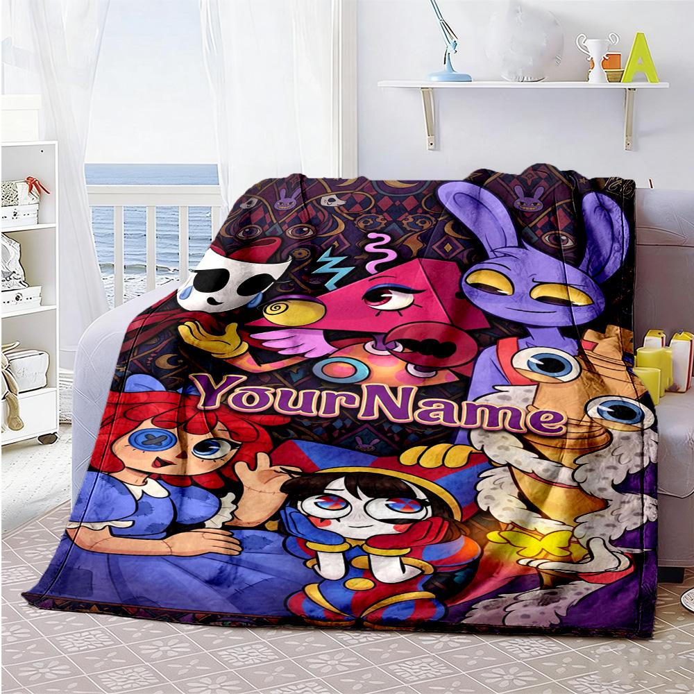 Digital Circus Customize Your Name Blanket Lightweight Customizable Blanket Durable Comfort Great for Livingroom Chair Home Decor Seaside