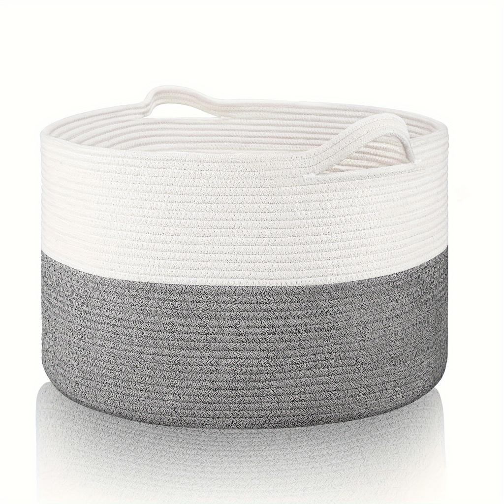 Großer Deckenkorb, gewebte Körbe für Decken, Überwürfe, Spielzeugkorb, Wäschekörbe, Aufbewahrungskorb für Handtücher, Windeln, Wäschekorb, Regalkörbe