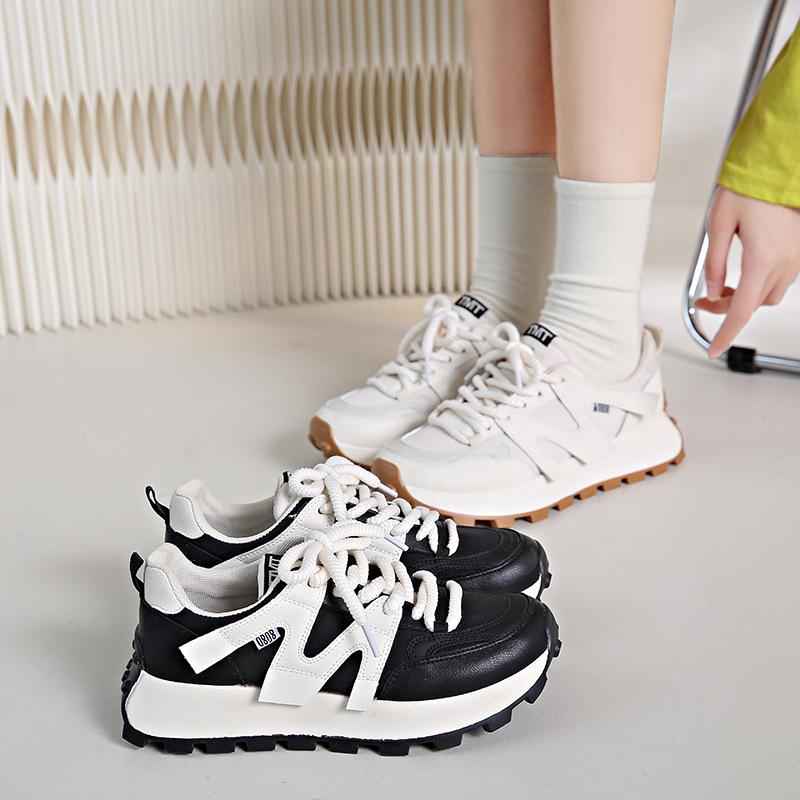 

2025 autumn and winter new sports Forrest Gump shoes women versatile trend ind muffin casual fashion thick baseplate shoes 35 чёрный