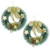 Christmas Wreaths for Front Door Decoration Entrance Table Tree Wall Door Hanging Ornaments Xmas Artificial Pine Garland Set of 2 Items for Home