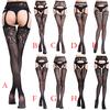 Lingerie Sexy en filet pour femmes, haut en dentelle, porte-jarretelles, bas de cuisse, collants