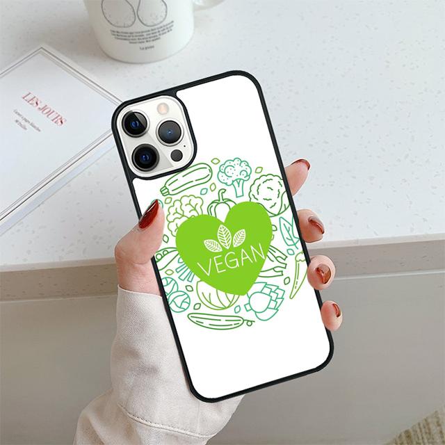 Vegan Love Animal Phone Case For iPhone 17 Air 13 12 14 15 16  Cover For Apple 14 15 16 Pro Max Plus Coque