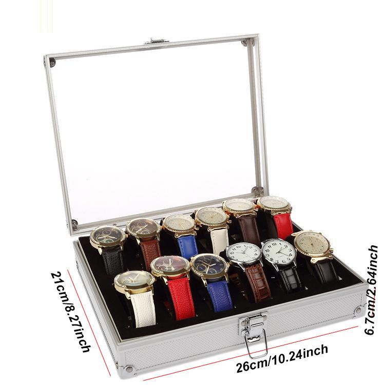 Delesys S Promotion 6/12/24 Positions Aluminum Alloy Watch Storage Case Solid Shatter-Resistant Metallic Aluminium Watch Box