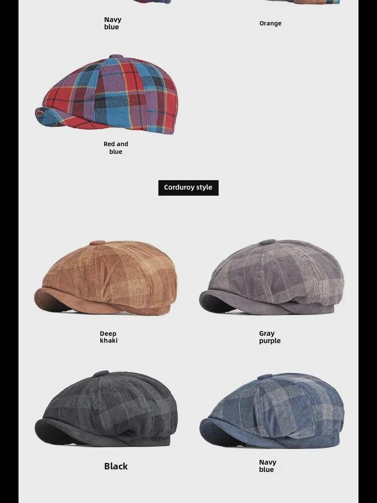 Autumn/Winter Unisex Plaid Newsboy Beret - British Retro Style Wool Hat
