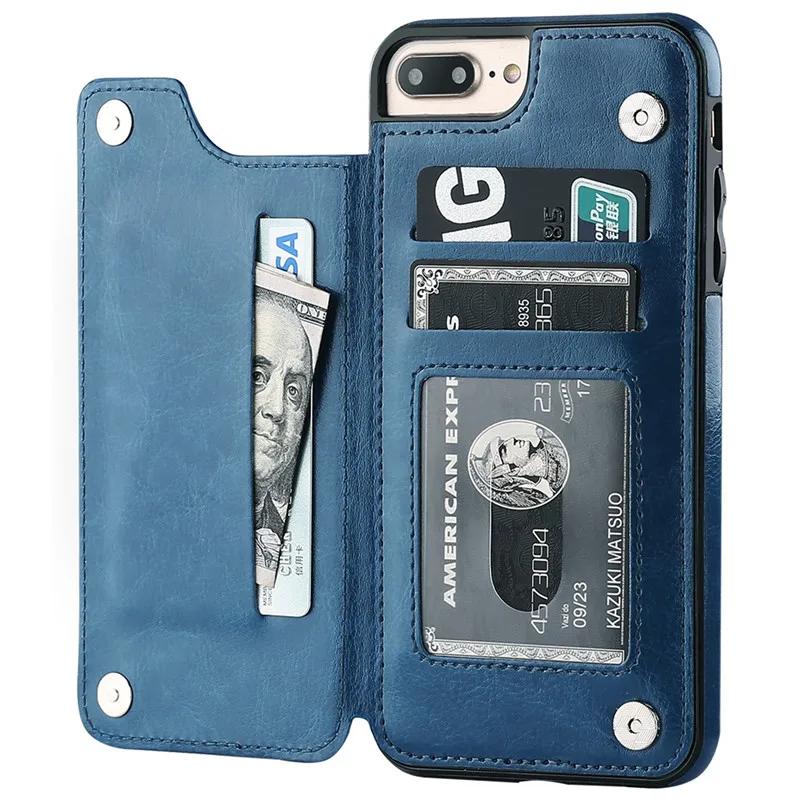 Für iPhone 11 Pro XR XS Max 6s 7 8 Plus SE 2020 Brieftaschenhülle Luxus Schlanke Passform Premium Leder Kartenfächer Stoßfeste Klapphülle