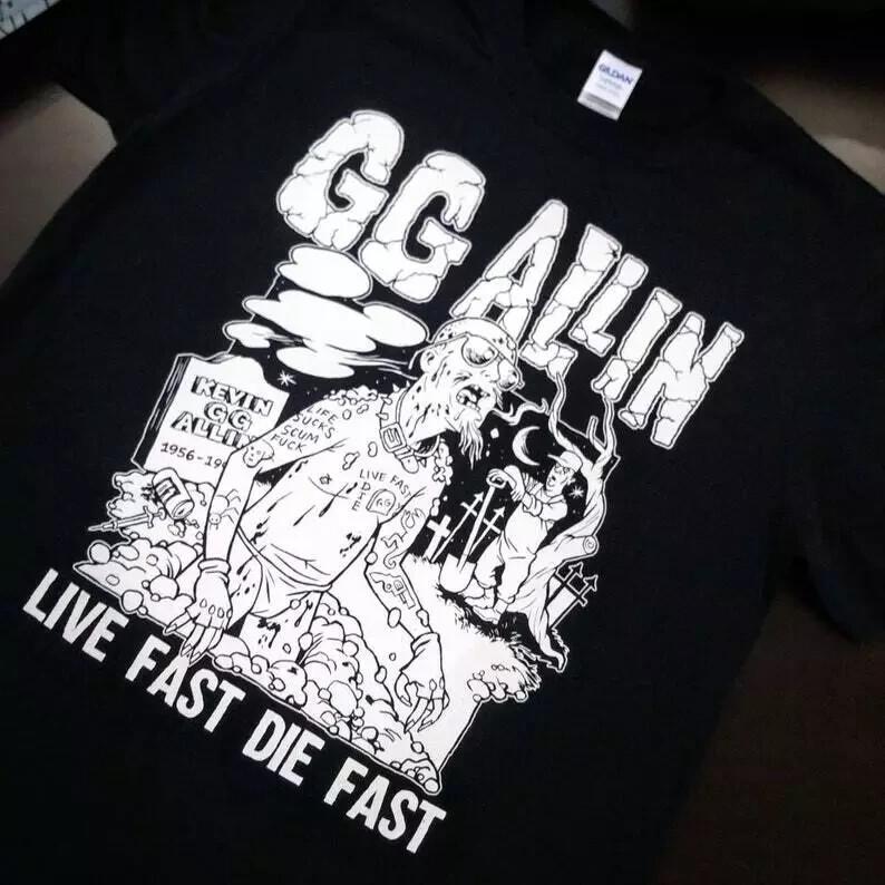 GG ALLIN - Live Fast Die Fast vintage retro t-shirt, punk rock artist Unisex T-Shirt XXXL