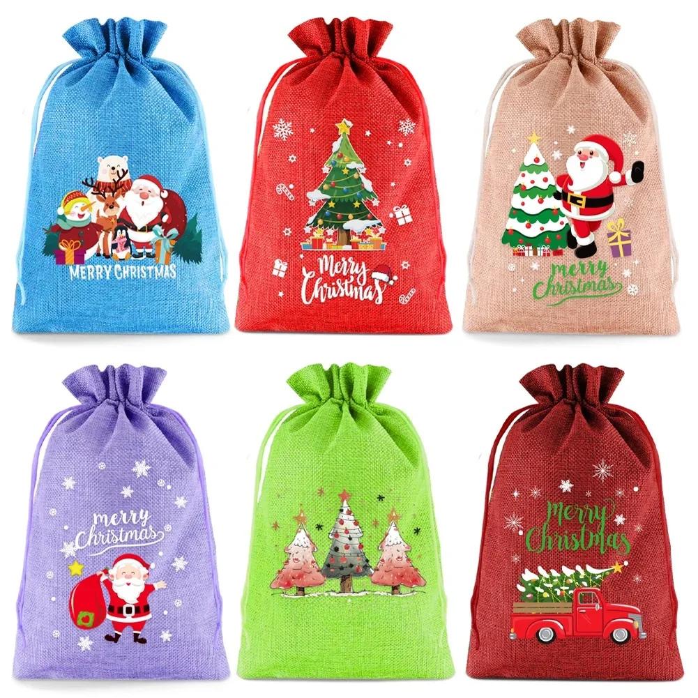 For Kids For Parties Holiday Present Bags Christmas Drawstring Bags Festive Gifting Assorted Colors Present Bags