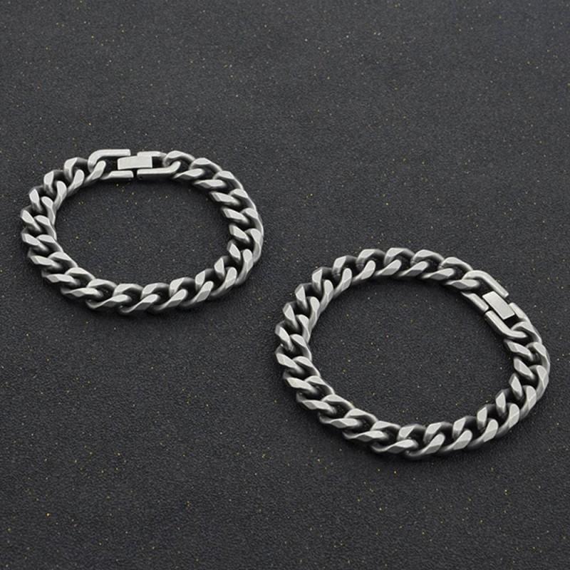 Titanium Steel Cuban Link Bracelet Men Geometric Hexagon Design Polished Finish Hypoallergenic Unisex Jewelry