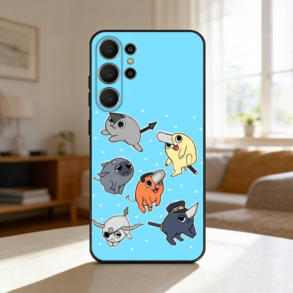 C-Chainsaw M-Man Pochita Phone Case For Samsung S26,S25,S24,S21,S22,S23,S30,Ultra,S20,FE,Lite,10,9,Black Cover Samsung S20plus5G