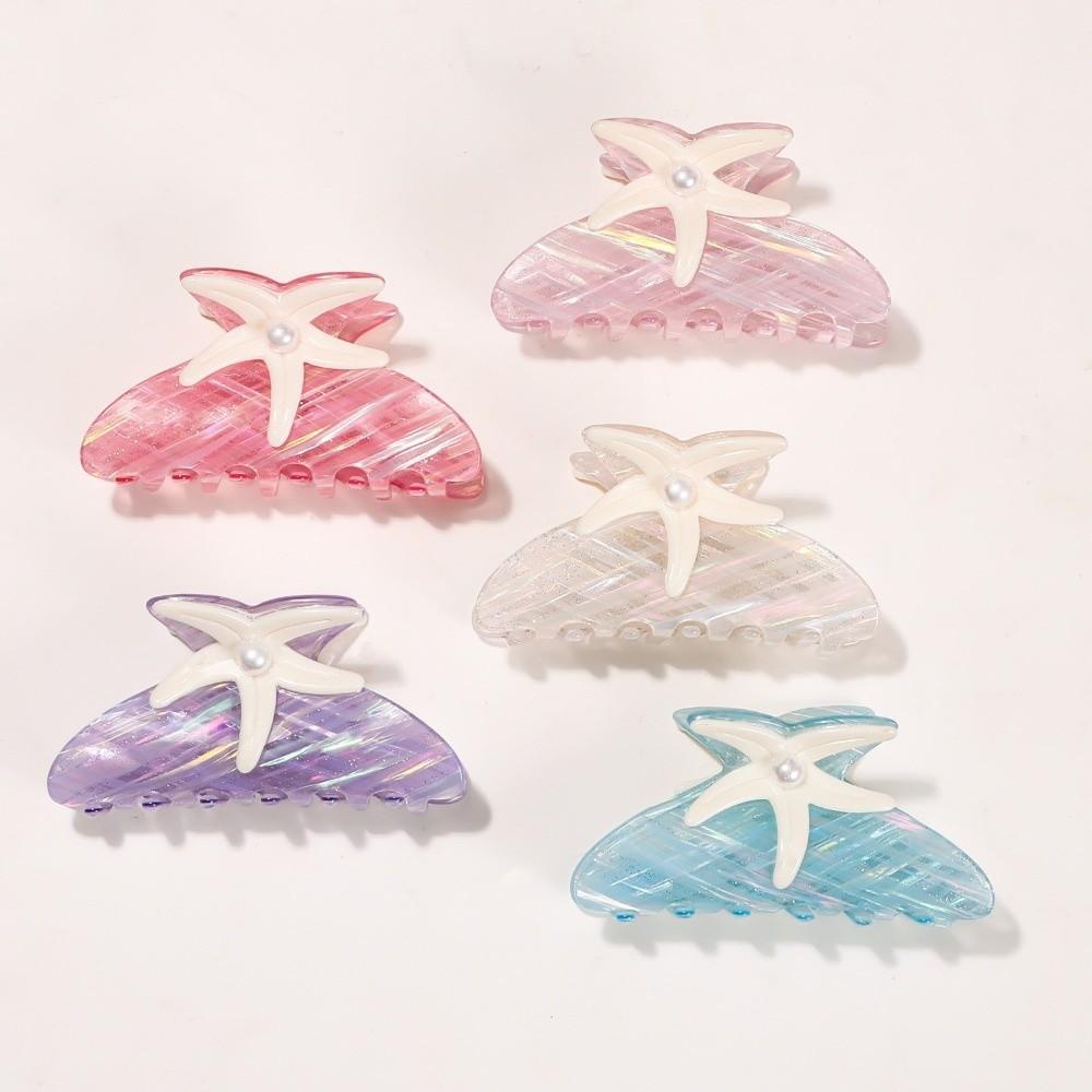 Colorful Starfish Hair Grab Large Acrylic Shark Clip Cute Pearl Hair Claw Back Head