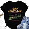 Summer New Womens Shortsleeved Tshirt Camp Crystal Lake Counselor Printed Loose Round Neck Casual Top with All Fashion Pullov