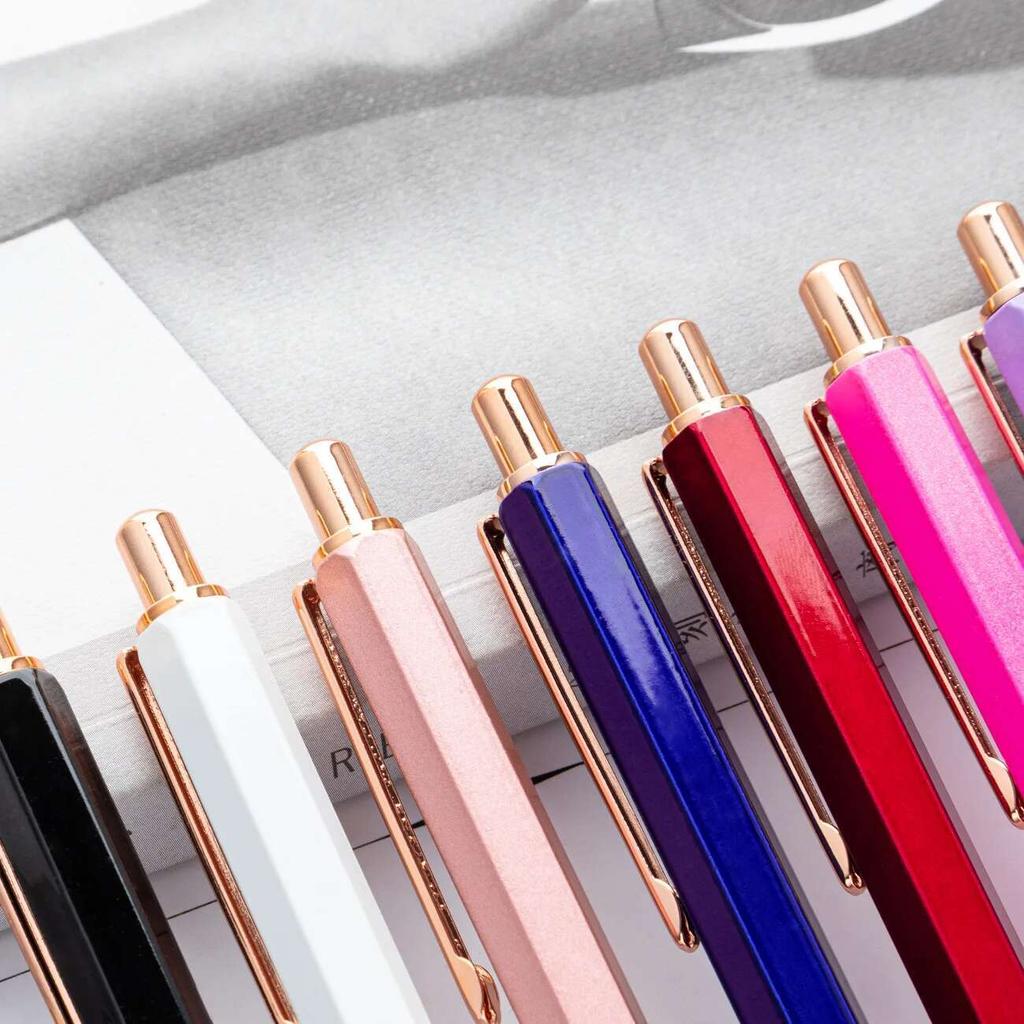1 Piece Creative Ballpoint Hexagon Metal press Pen Stationery School Office Supplies