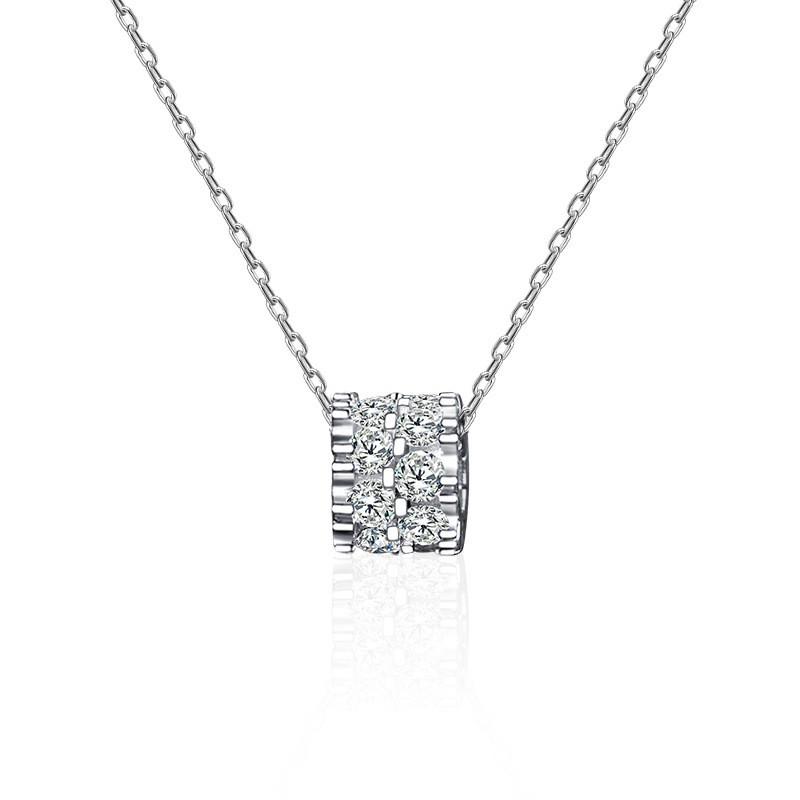 Elegant Moissanite Pendant Necklace Women Sterling Geometric Waist Chain Hypoallergenic Rhodium Plated 925 Sterling Silver
