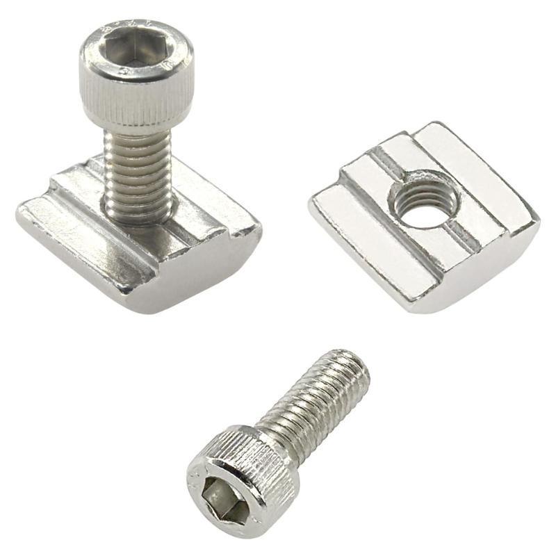 50Pcs/set Aluminum Profiles Sliders Nut Square Nut T Guide Sliding Hammer Nut Fastening Hardware Nuts Accessories