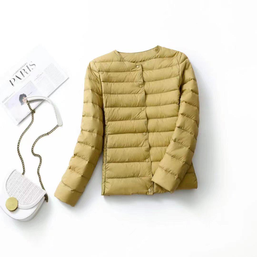 

Женская легкая куртка из пуха белой утки пинху, без воротника, с круглым вырезом, осенне-зимняя верхняя одежда XXXXL