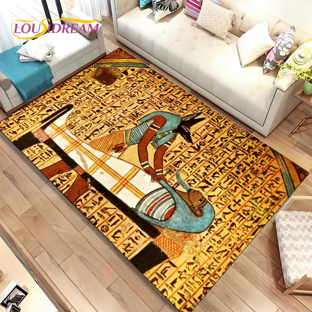 Egyptian Mythology Pharaoh Hieroglyphics Area Rug,Carpet for Home Living Room Bedroom Sofa Doormat Decor,kids Non-slip Floor Mat