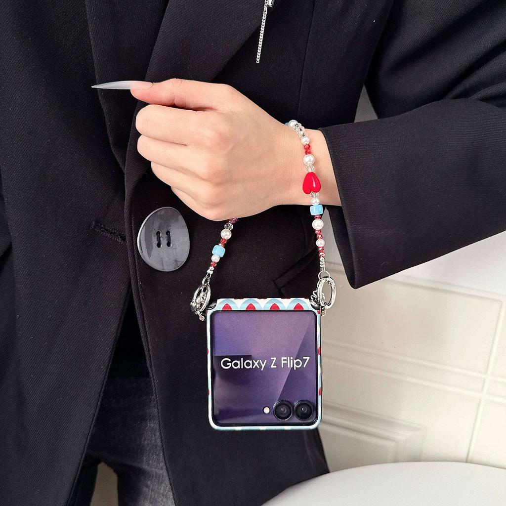 Case for Samsung Galaxy Z Flip 7 6 5 4 3 Magsafe with Detachable Charm Bracelet and Magnetic Adsorption Shockproof Cover Phone Bumpers