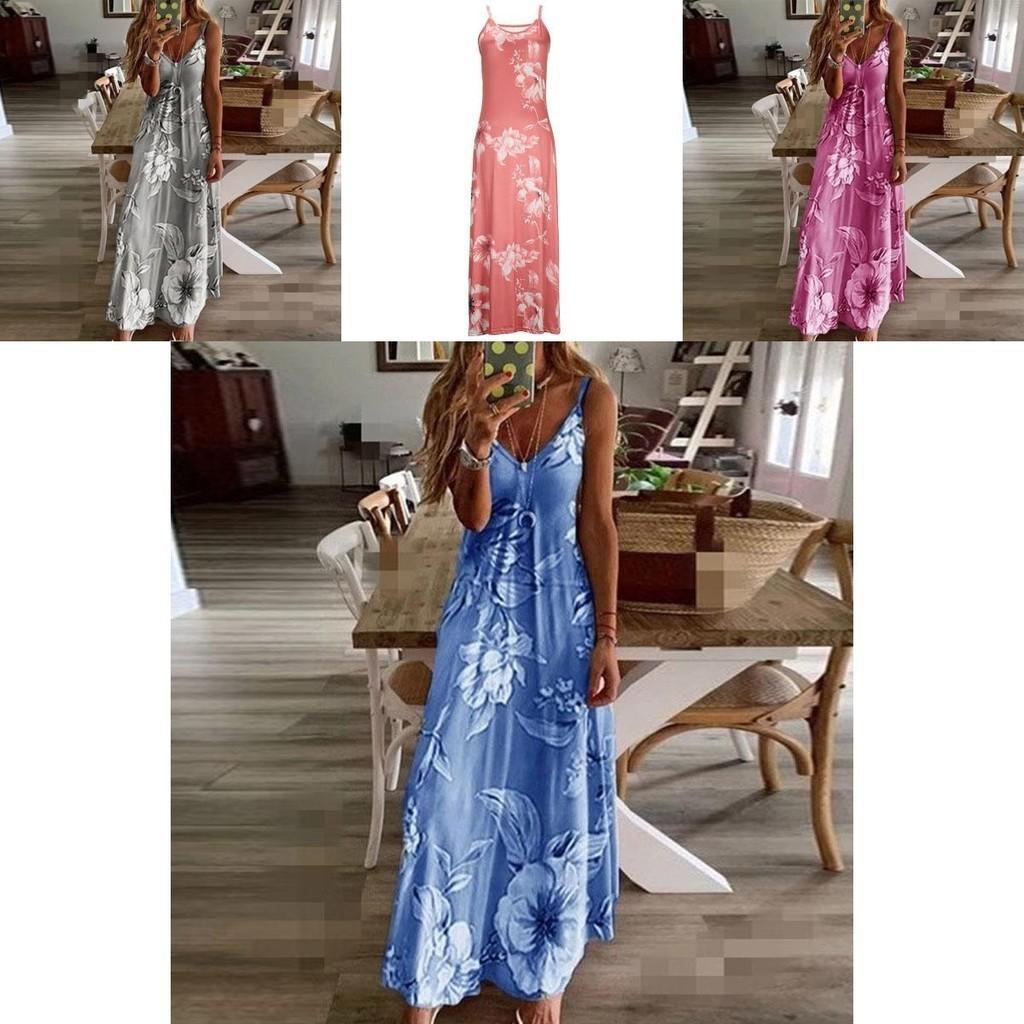 Women's Oversized Floral Printed Sleeveless Maxi Dress For Summer Holidays