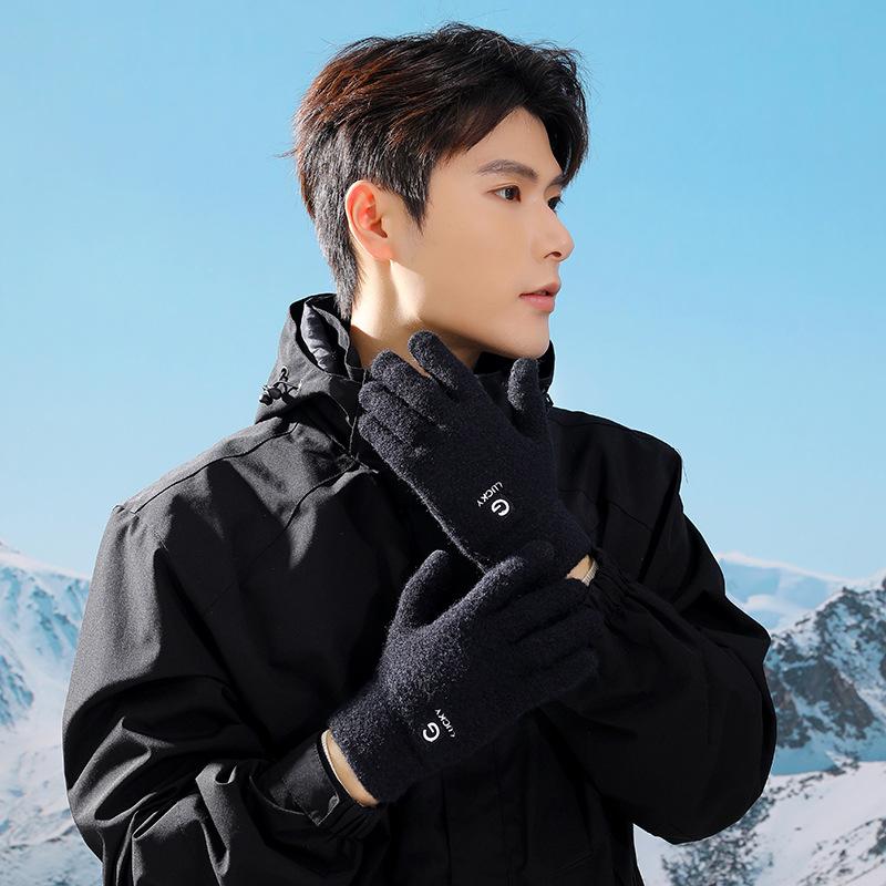 2025 New Thickened Gloves Men's Autumn and Winter Warm Fleece Windproof Cycling Gloves Driving