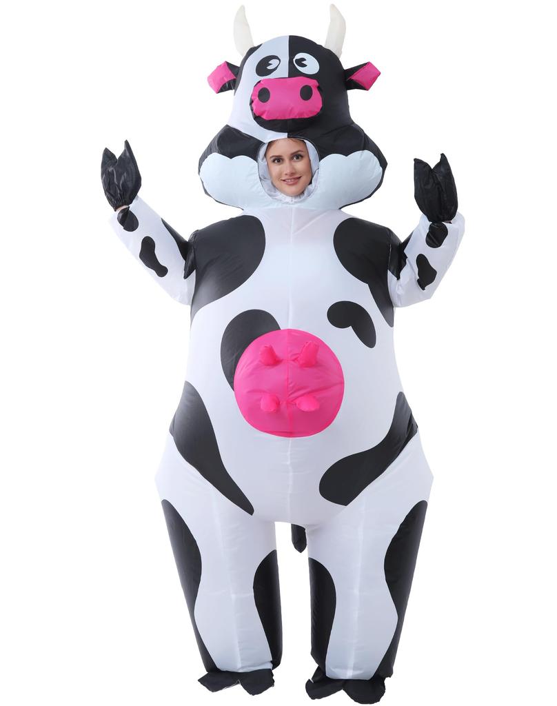 JOYBRO Inflatable Dairy Cow Costume for Adults Funny Animal Costume Perfect for and Christmas One Size Fits Most Halloween, Cosplay, Parties,