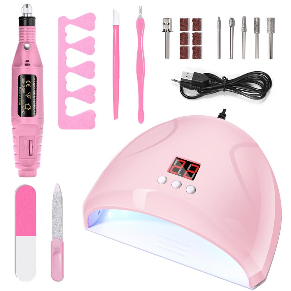 

YIKOOLIN Nail Art Tool Set with UV/LED Nail Lamp Nail Polisher With 20000RPM Lectric Drill Machine Dead Skin Push Finger Divider
