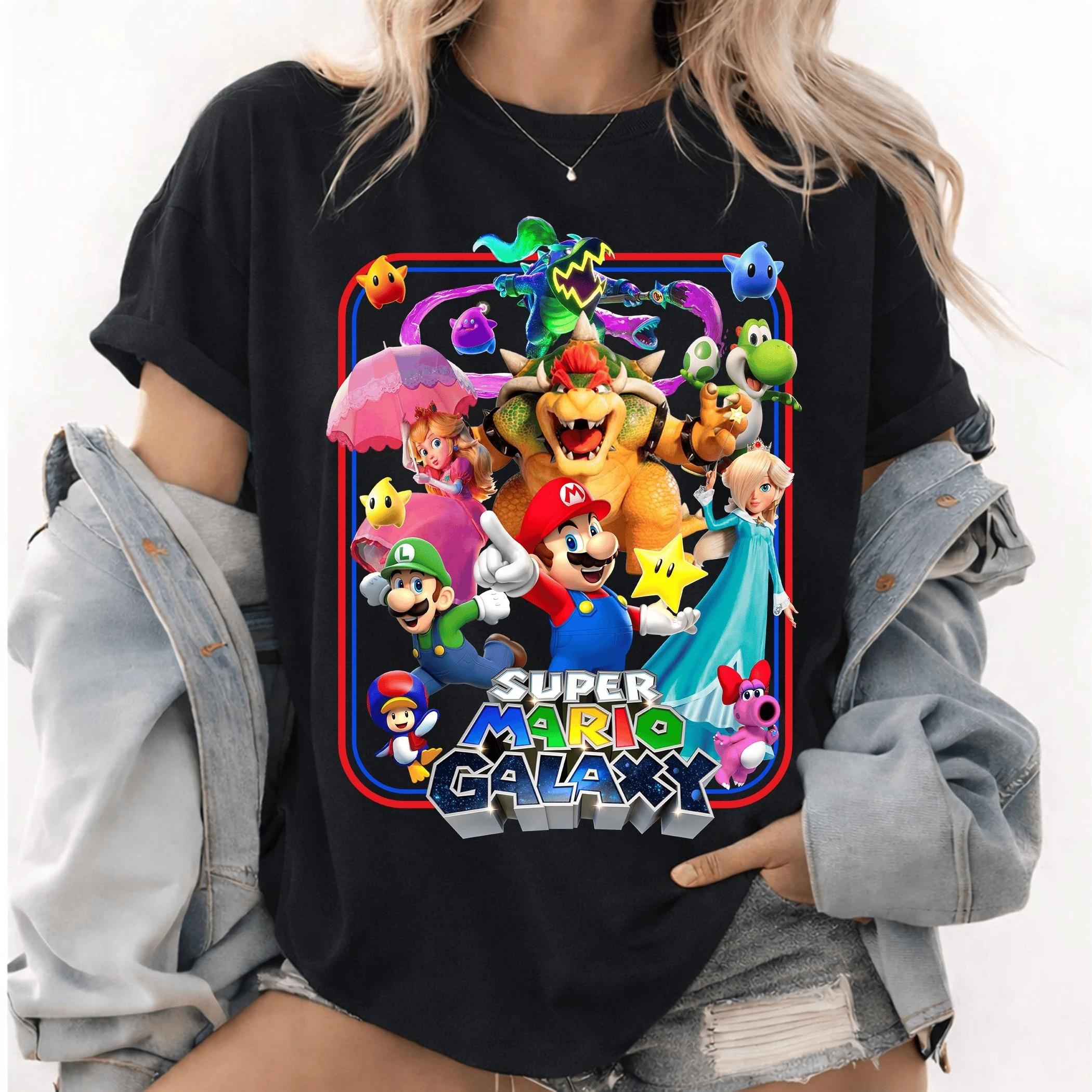 

The Super Mario Galaxy Movie T-shirt Men Women Summer Cotton Clothing Cartoon Fashion Round Neck Short Sleeved Tee Streetwear... S разноцветный