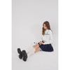 Goxo Metal Heart Pleats Skirt Navy