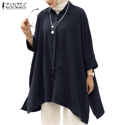 Women Casual Turn Down Collar Loose Long Sleeve Blouse