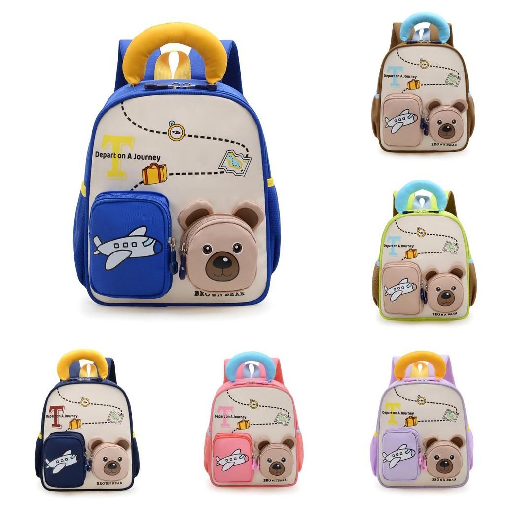 Blocking Cute Color Design Airplane Capybara Gift Printed Backpack Children