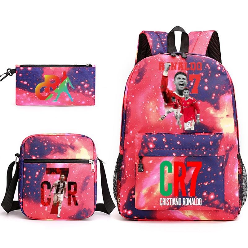 Mochila escolar de gran capacidad con correa para el hombro; set de tres piezas para estuche de lápices de estudiante