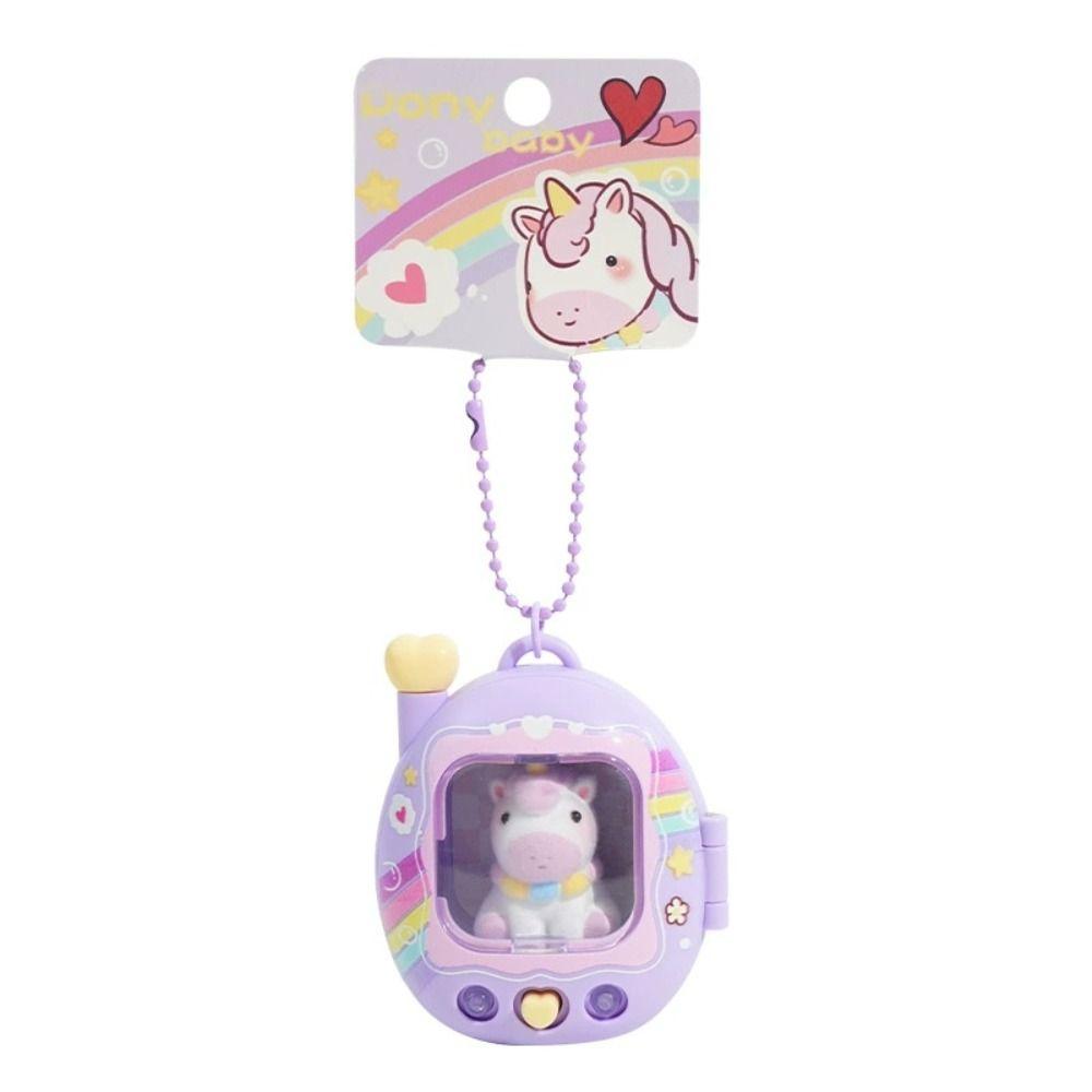 Retro Television Cat Dog Keychain Press Flash Animals Doll Keyring Light Up Pendant  Birthday Gifts