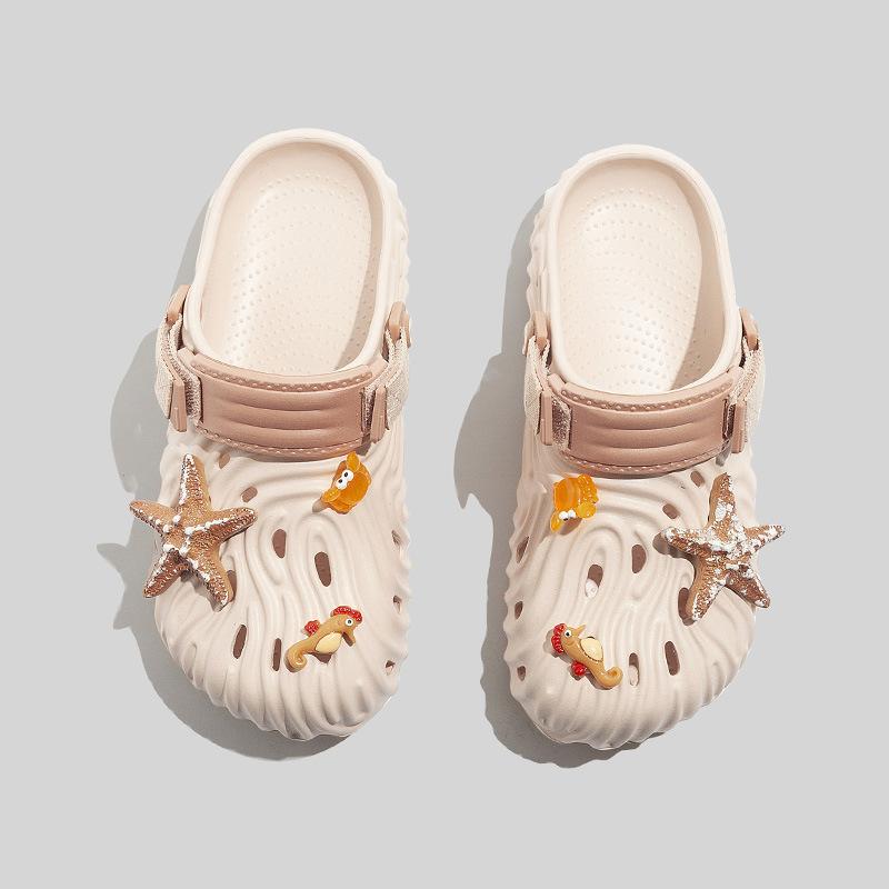 22 летние дырчатые туфли ins ветер толстая подошва нескользящая мягкая подошва дышащие прохладные тапочки пляжные S（35-36）