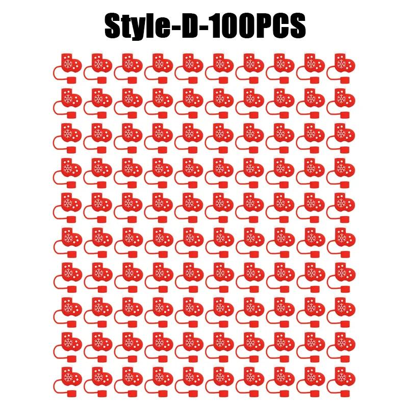 1-100PCSChristmasStraw DustCap 10mm Glass Straw Stopper Universal Water Bottle Reusable Cup Cover Accessories Holiday Party Gift