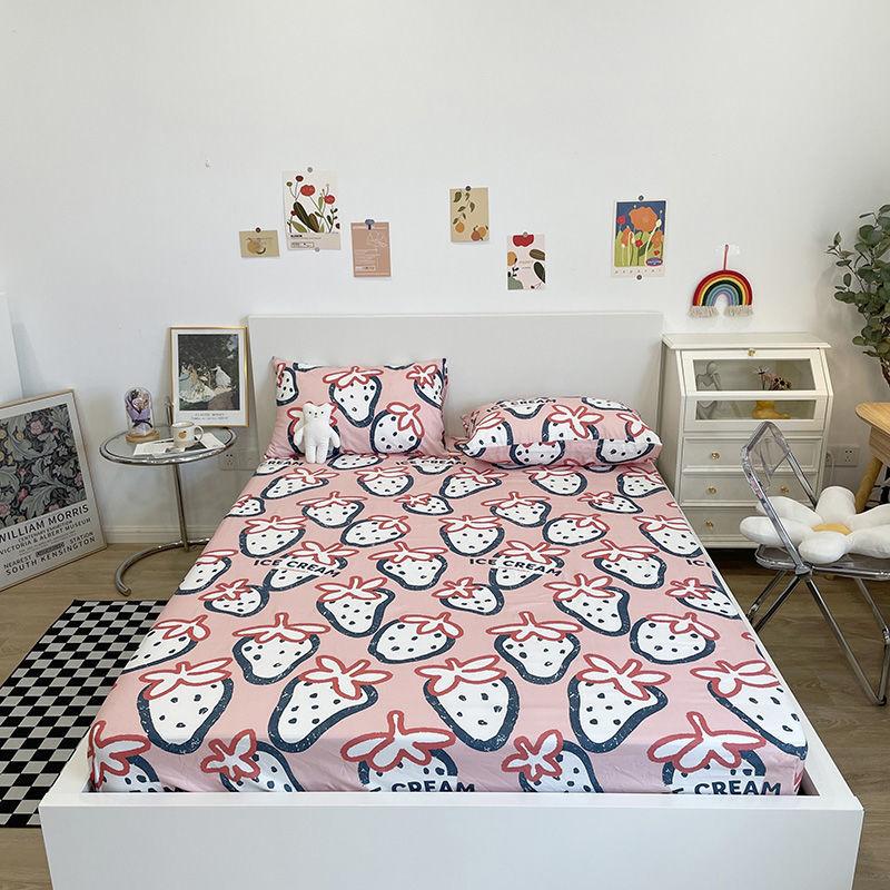 Matratzenbezug für Mädchenschlafzimmer, Baumwolle, bedruckt, einteilig, All-Inclusive-Anti-Rutsch-Matratzenschutz, Staubschutz