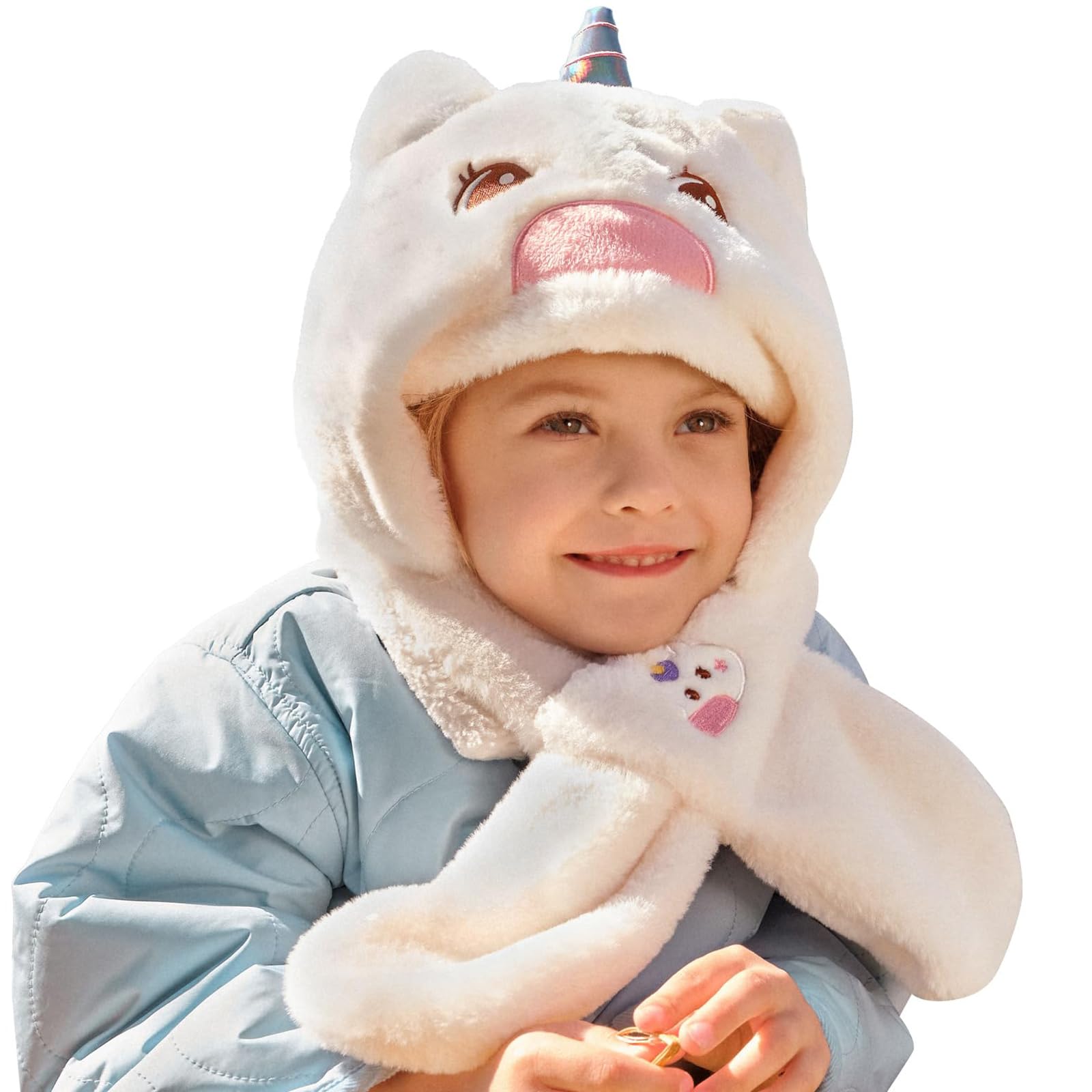 

Winter Knitted Hat with Ear Warm Hat with Muffler for Babies and Fluffy and Rabbit Suitable for Ages 3 Months to 18 Years White [YXTC] Children s Hat,