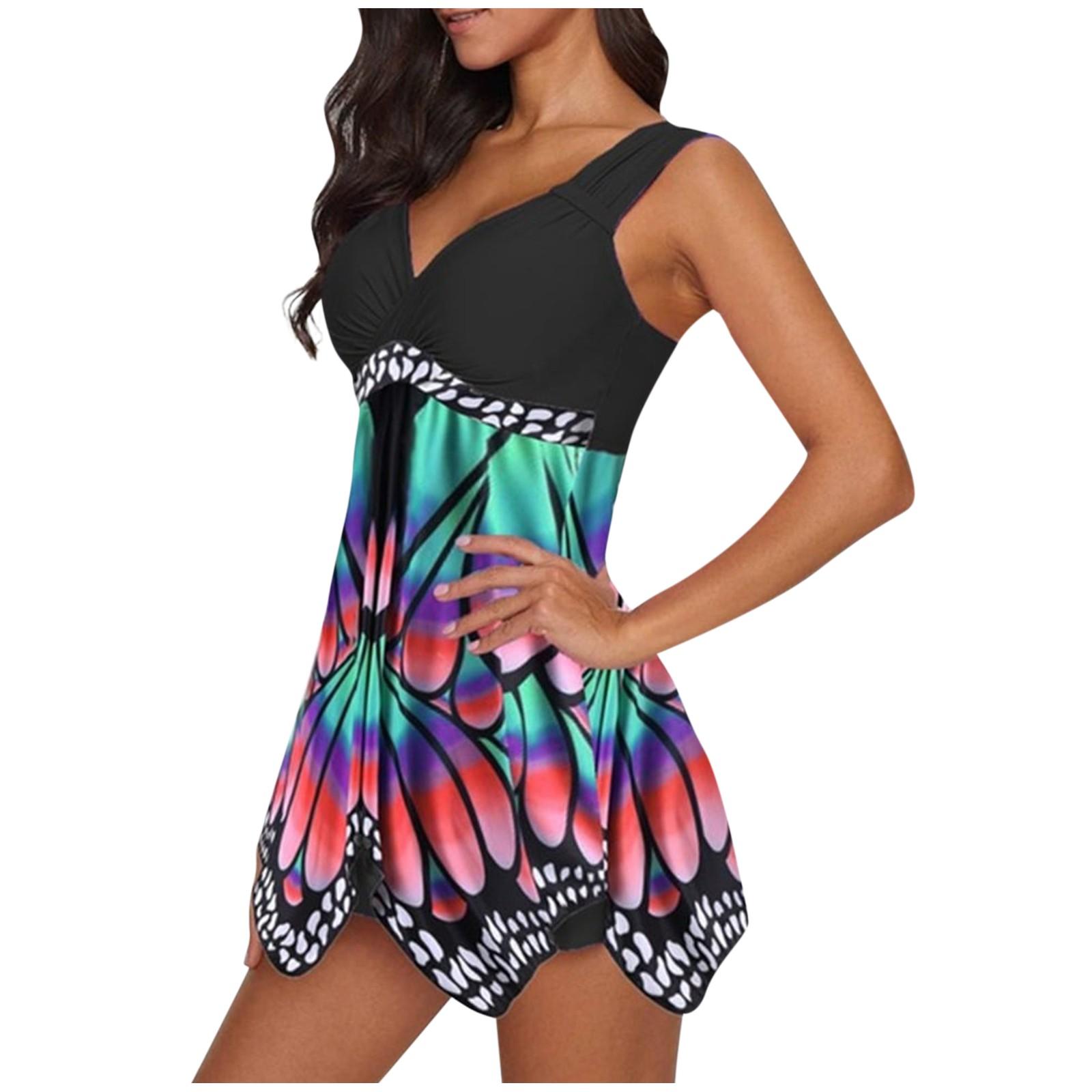 

Женский модный купальник-боксер с открытой спиной и принтом из двух частей. Купальник L чёрный