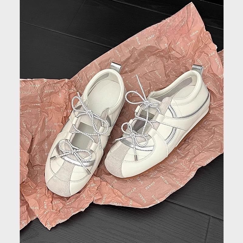 Height increase within 3cm~ Leather platform ballet training shoes women's 2025 new summer Mary Jane shoes lazy single shoes