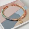 Preppy Aesthetic Beaded Necklace Women Layered Necklace, Heart Pendant Colorful Bohemian Choker Jewelry for Summer Beach Party