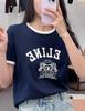 Spring/Summer Women's CE Style Cotton Knit Letter T-Shirt - Short Sleeve, Casual, Versatile.