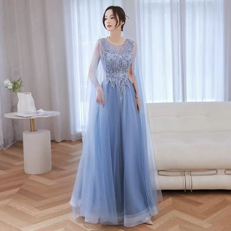 Evening Dress Female 1011 New Banquet Temperament Long Fairy Air Solo Chorus Performance Host Aura Queen