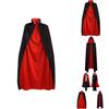 Vampire Cloak For Halloween Costume Red Black Fabric With Stand Collar For Adults