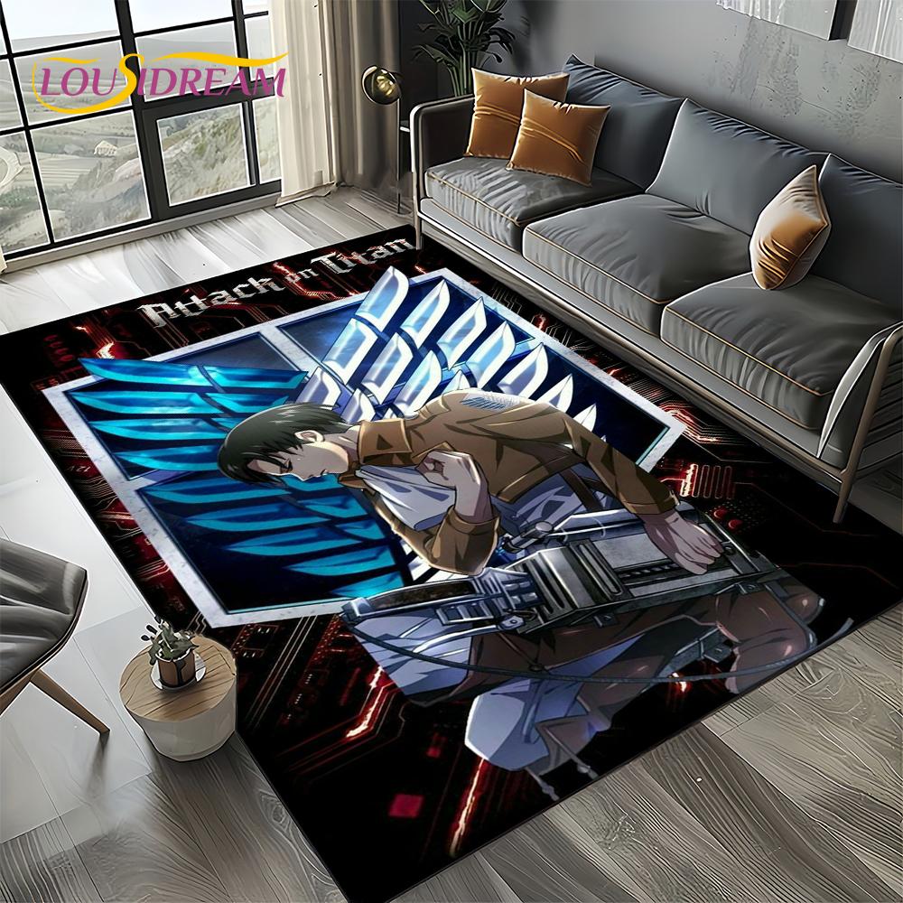 Attack on Titan Eren Anime Cartoon Carpet Rug for Bedroom Living Room Home Sofa Decoration,kids Play Decor Floor Mat Gift
