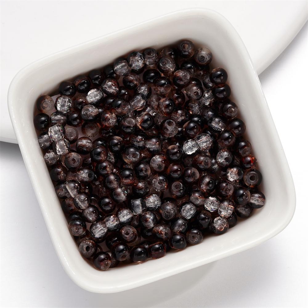 A String 4mm Double Color Round Cracking Glass Beads Necklace Loose Beads For DIY Jewelry Making Bracelet Handmade Accessories