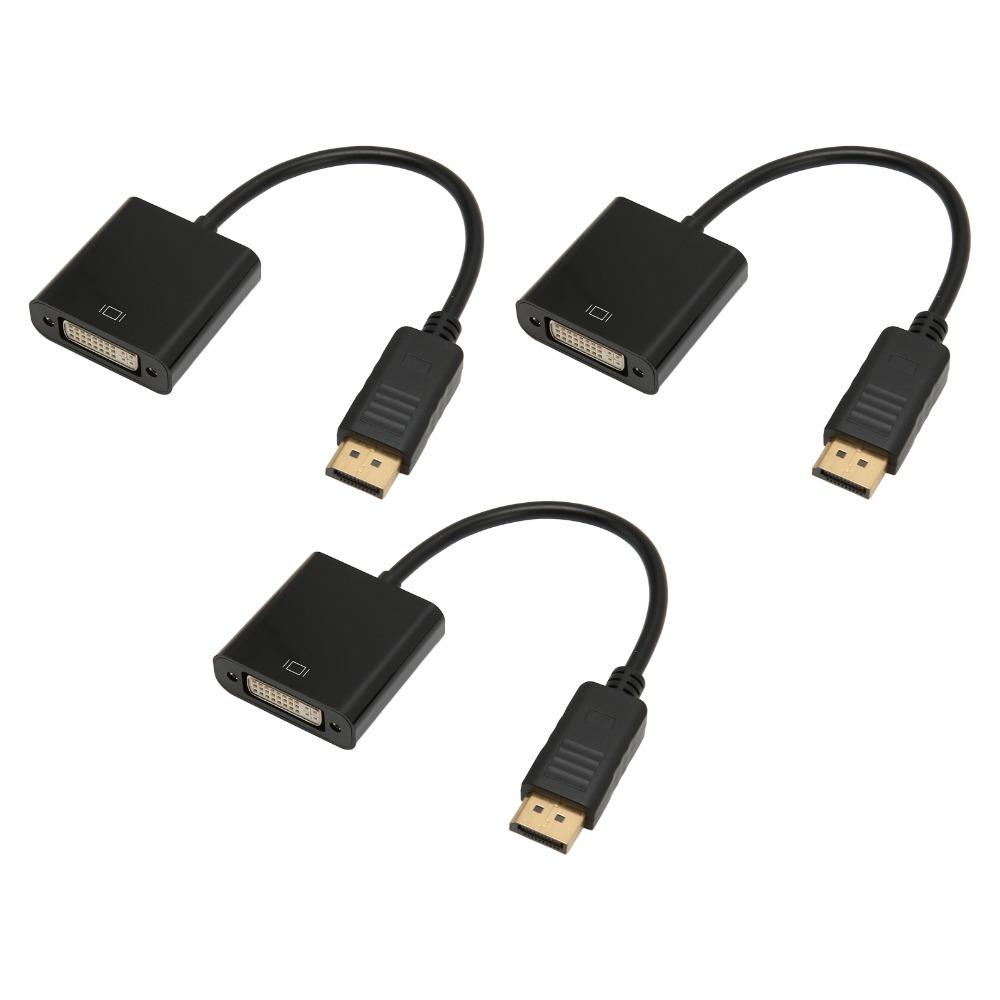 3PCS 1080P DP To DVI Adapter Cable Unidirectional DP Conversion Cable  Office Workers
