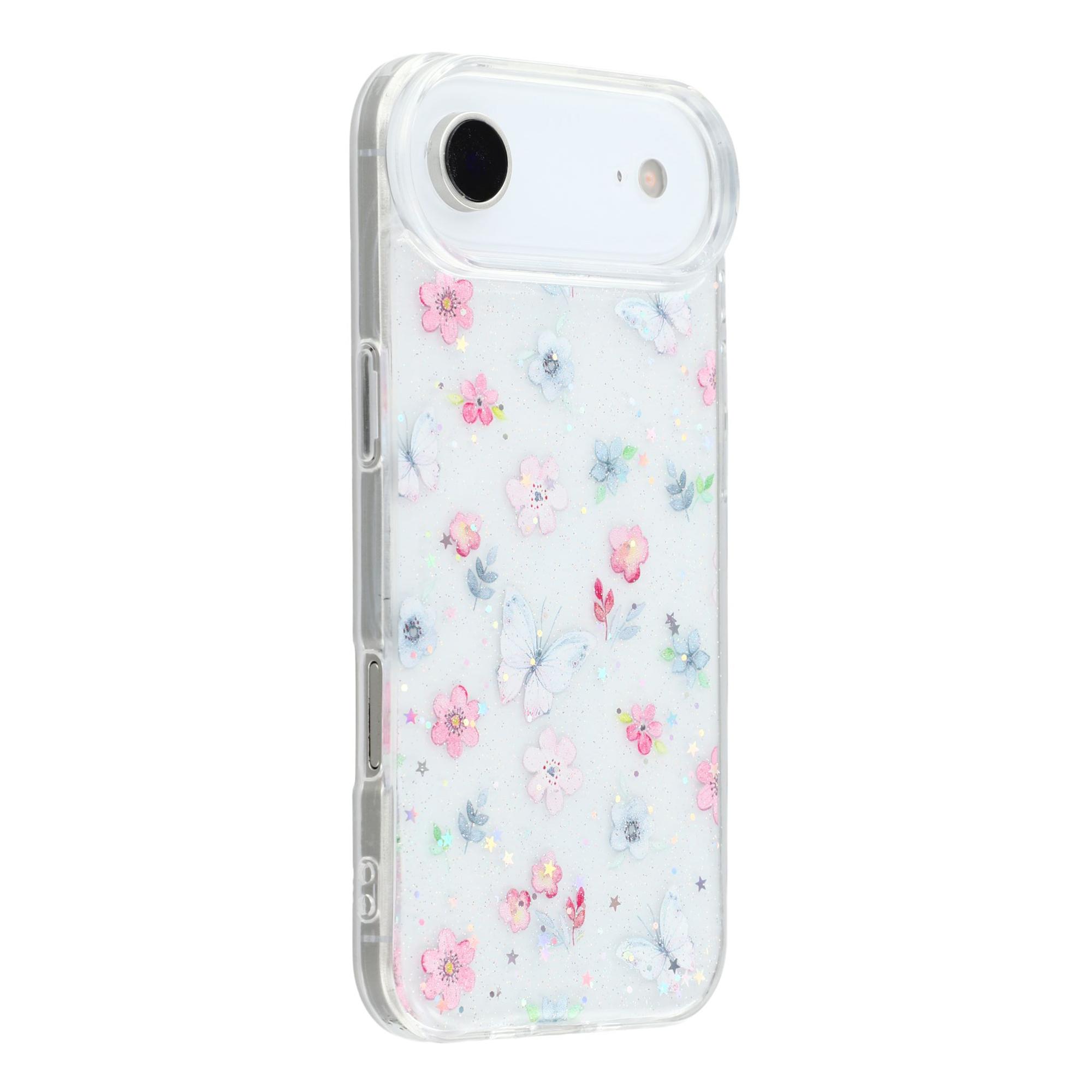 

For iPhone 17 Air Case Glitter Flower Epoxy Shockproof Phone Cover Style D