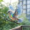 Yousheng Bluebird Hanging Decoration Stained Glass Art Bird Ornament 2D Flat Acrylic Pendant for Window Wall Home Garden Decor