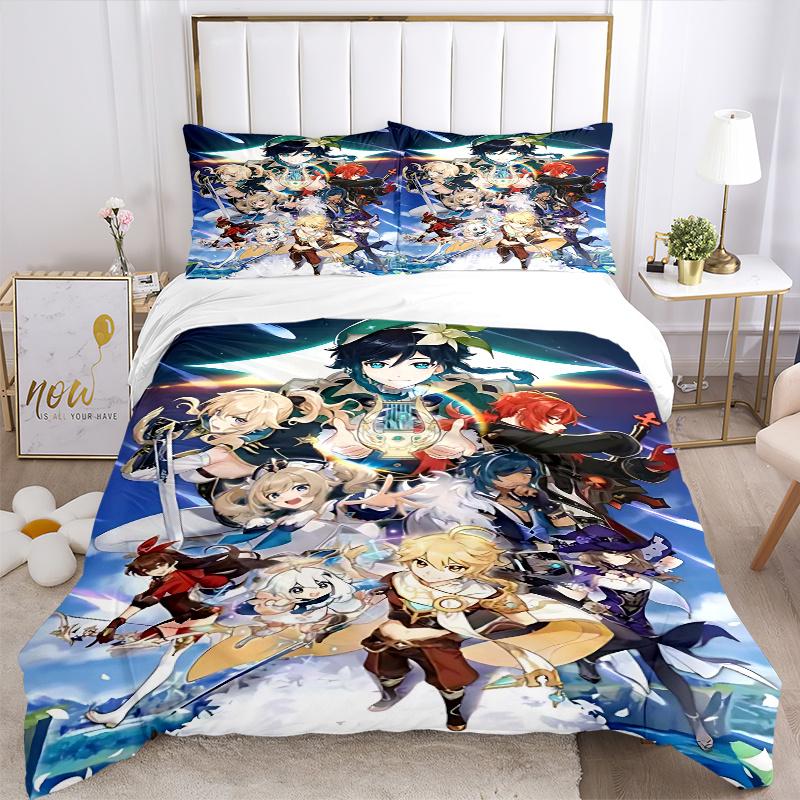 3pcs Anime Cartoon Design Comforter Set with One Quilt Cover and Two Pillowcases (No Core) - Home Decor, Festival Gift, Polyester Fabric, Suitable for