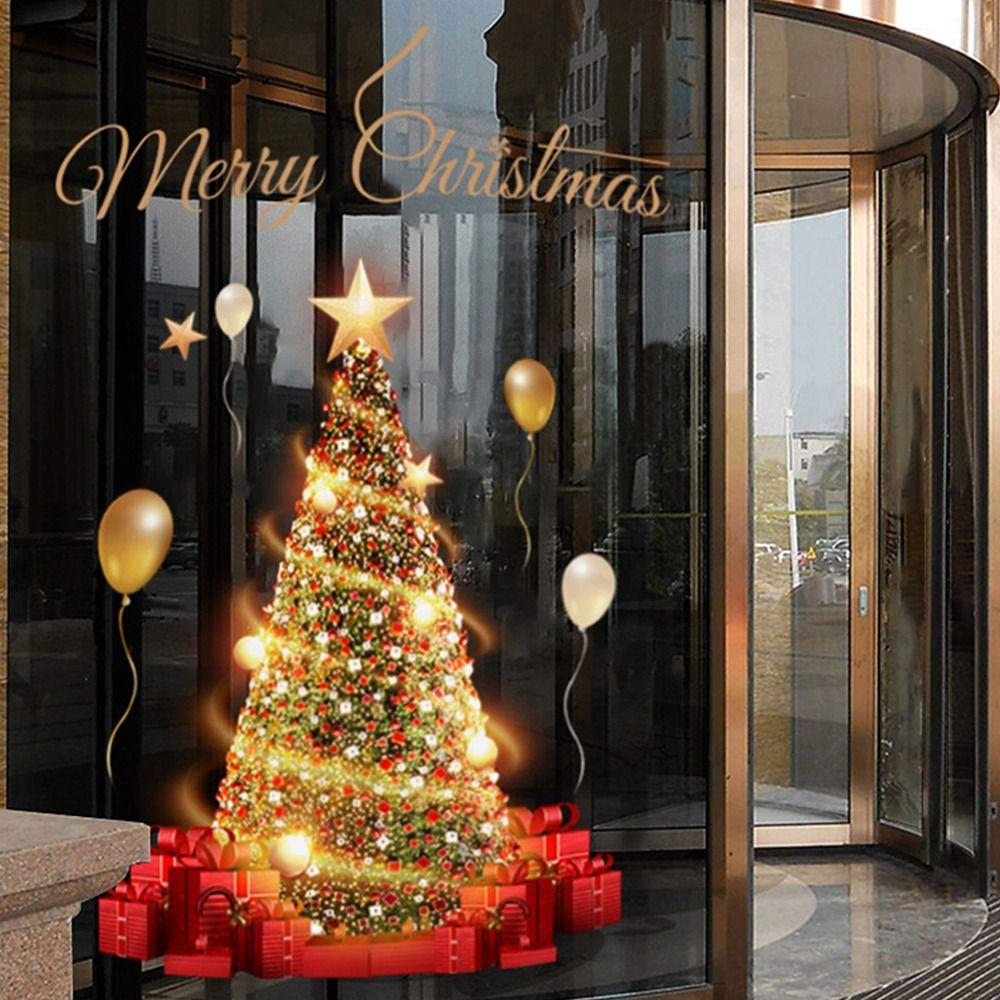 DIY Christmas Tree Window Stickers Waterproof Christmas Decoration PVC Festival Decals  Living Room