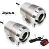2Pcs 30W U2 Motorcycle LED Fog Lights Waterproof Metal Motorbike Driving Headlight High/Low Beam With Switch