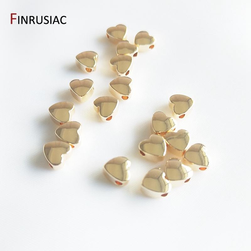 14K Gold Plated 6mm Heart Beads Spacer Beads Handmade Bracelet Accessories DIY Beaded Material